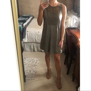 Olive Green Suede Mini Dress